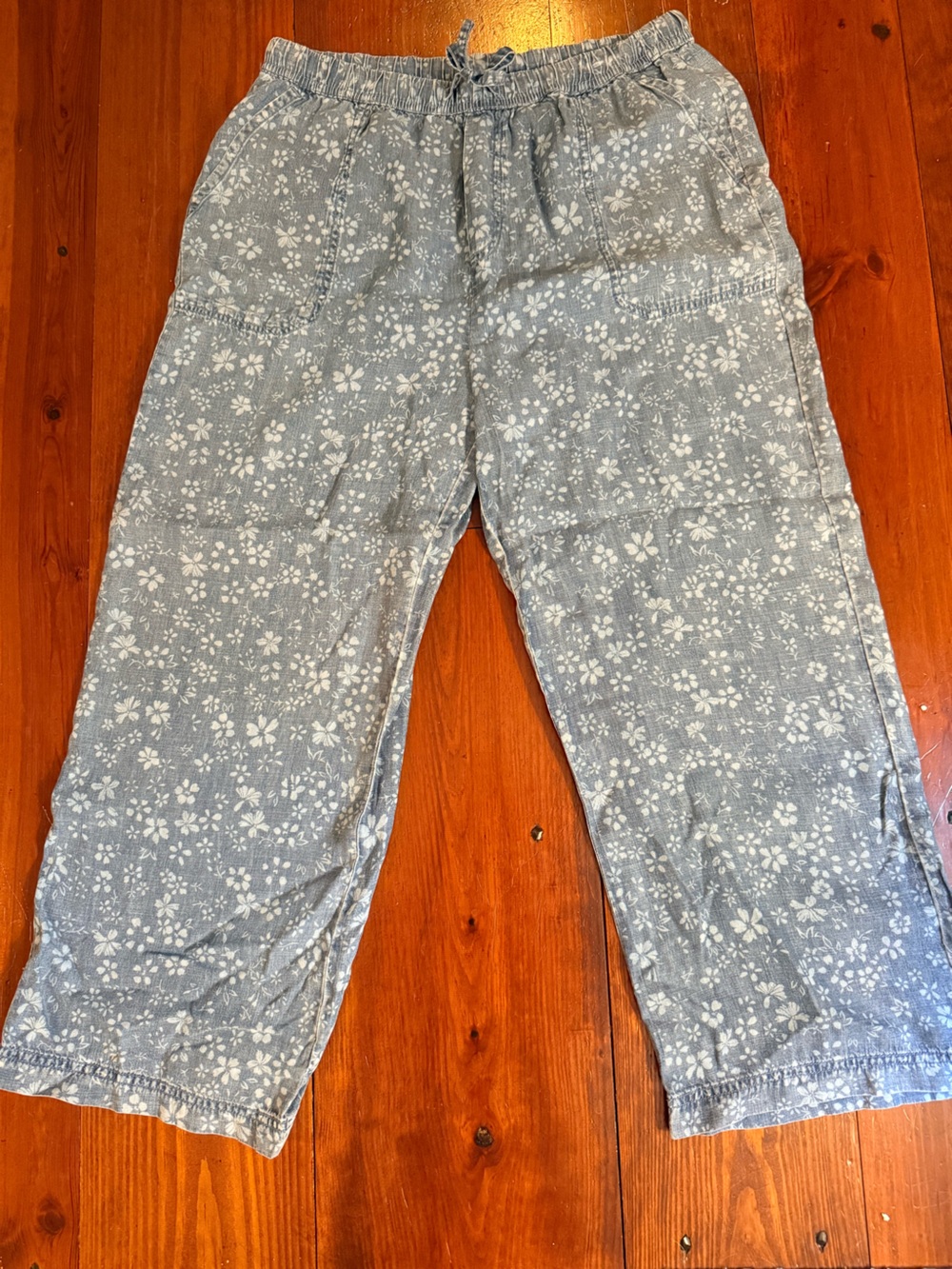 Splendid Light Blue Floral Straight-Leg Jeans